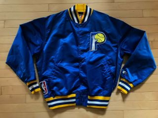 Vtg 90s Indiana Pacers Blue Starter Jacket Old School Logo Size Xl Mens 80s
