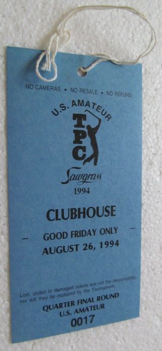 Friday Entrance Ticket 1994 U.  S.  Amateur Won By Tiger Woods - His First Of Three