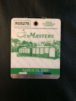 2019 Masters Tournament Augusta National Golf Club Badge Ticket Tiger Woods 2