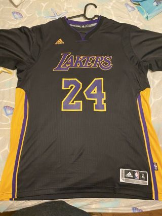 Adidas Los Angeles Lakers Kobe Bryant 24 Hollywood Nights Black Sleeve Jersey Xl