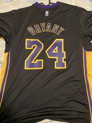 Adidas Los Angeles Lakers Kobe Bryant 24 Hollywood Nights Black Sleeve Jersey XL 2