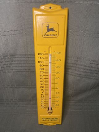 Vintage John Deere Metal Advertising Thermometer 50.  Made In Usa