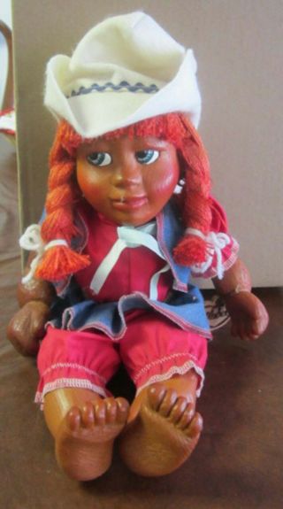 Vintage H.  P.  Naber Kids Jointed Wood Doll Cowgirl 1995 14 " Usa Made W / Stand