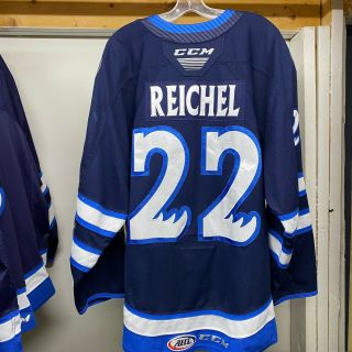 Manitoba Moose 2018 - 19 Ahl Game Worn Navy Jersey Kristian Reichel 22