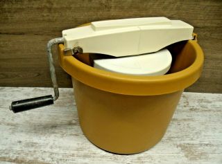Vintage Functioning Plastic Bucket Hand Crank Ice Cream Maker