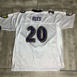 Vintage Ed Reed 20 Baltimore Ravens Nfl Reebok White Jersey 2xl Miami Hurricane
