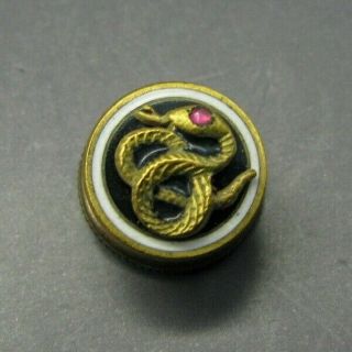 Sigma Nu Fraternity Candidate Pledge Pin Coiled Snake Red Eye Vintage Screwback