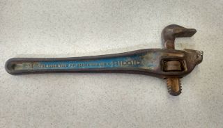 Vintage Rigid 14 " Pipe Wrench Offset 90° Rare Usa Tool
