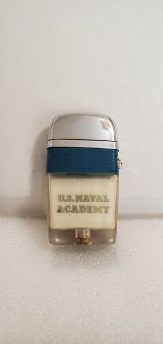 Vintage Scripto Vu Lighter: U.  S.  Naval Academy With Blue Band