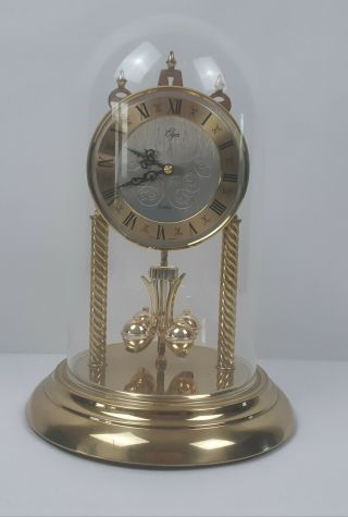 Vintage Elgin Anniversary Clock W/glass Dome Made West Germany Westminster Chime