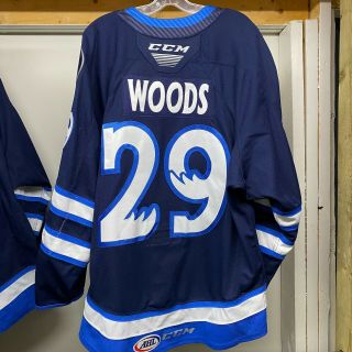 Manitoba Moose 2018 - 19 Ahl Game Worn Navy Jersey Justin Woods 29