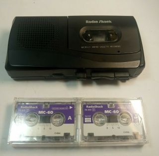 Vintage Black Radio Shack Micro Cassette Recorder Micro - 31 Plus 2 Mc - 60