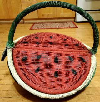 Vintage Wicker Watermelon Picnic Beach Basket Unique Design 2