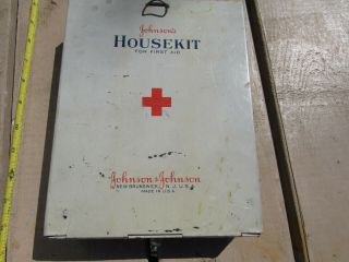 Vintage Grey Johnson House Kit First Aid Kit W/ Supplies Most 1931