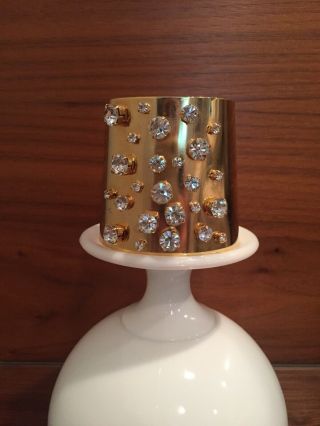 Vintage 1960’s Raindrop Rhinestone 2.  5” Cuff Bracelet