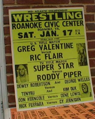 Vintage Mid Atlantic Wresting Poster Ric Flair Valentine Star US Title 2