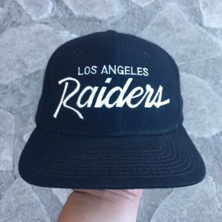 Vtg Los Angeles Raiders Wool Single Line Script Snapback Hat Sports Specialties