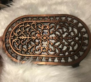 Vintage Old Dutch Designs Trivet - Copper And Brass - 10” X 6” Very Neat Design