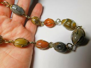 Wire Wrapped Natural Stone Beaded Necklace Vintage 24 Inches