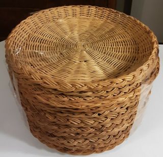 16 Count Vintage Wicker Rattan Paper Plate Holders Picnic Camping