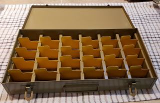 Vintage Atco Metal Storage Case Box 35mm Slides With Dividers In