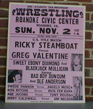 3 Vintage Mid Atlantic Wrestling Posters Steamboat Valentine Ebony Diamond
