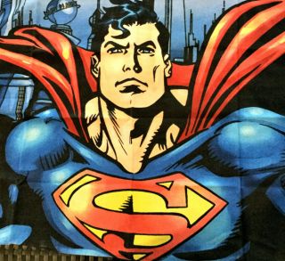Vintage Dc Comics " Superman " 3 - Piece Twin Bed Set - Sheets & Pillowcase - Ships
