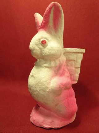 2 VINTAGE PAPER MACHE EASTER BUNNY RABBIT CANDY CONTAINERS 3