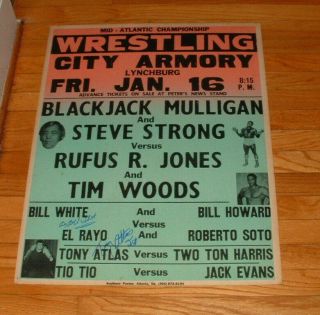 Mid Atlantic Wrestling Poster Blackjack Mulligan Tim Woods Nwa 1976 Va