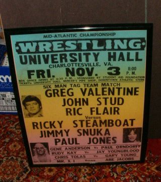 Mid Atlantic Wrestling Poster Ric Flair Ricky Steamboat John Studd 1978 Va
