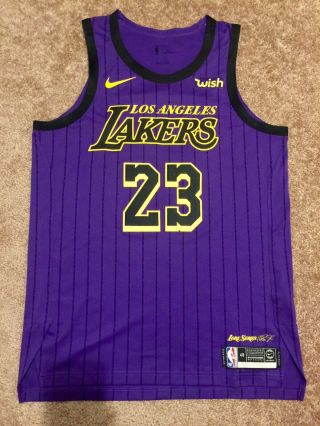 100 Authentic Nike Lebron James Lakers City Edition Icon Authentic Jersey Wish