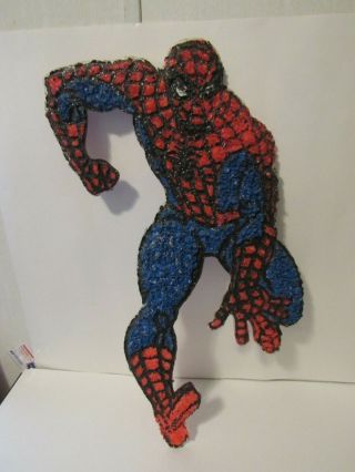 Vintage Popcorn Melted Plastic Spiderman Wall Decoration