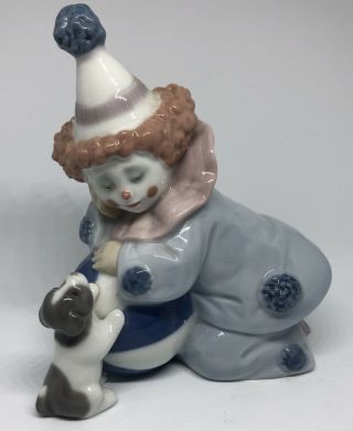 Vintage Lladro Figurine Clown Pierrot With Puppy And Ball 5278,  Spain