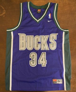 Rare Vintage Nike Nba Milwaukee Bucks Ray Allen Basketball Jersey