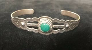 Vintage Jane Yikaazba Popovitch Navajo Sterling Silver Cuff Bracelet Turquoise