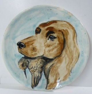 Vintage Hand - Painted Martin Boyd 49 Plate Pottery Australian Ceramic Dog & Bird
