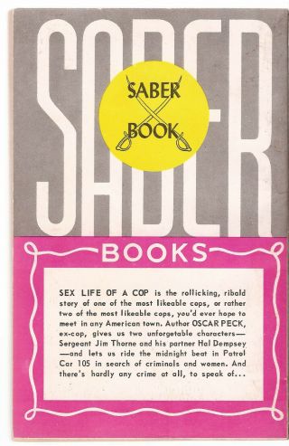 Sex Life of a Cop by Oscar Peck 1st 1959 Infamous Sleaze Novel PBO Very Good CON 2