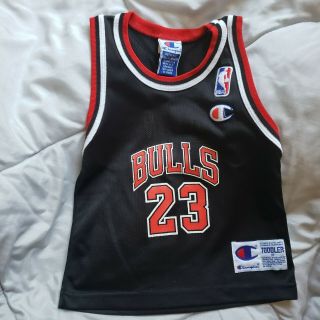 Rare Vintage Champion Black Jersey Chicago Bulls Michael Jordan Toddler Kids 3t