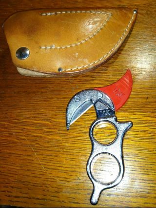 Wk Vintage Wyoming Hunting Knife,  Gutting,  Skinning. ,  Leather Sheath
