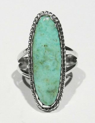 Fine Vintage 70s Signed Navajo Natural Aaa Dry Creek Turquoise 925 Silver Ring 5
