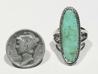 Fine Vintage 70s Signed Navajo Natural AAA Dry Creek Turquoise 925 Silver Ring 5 2