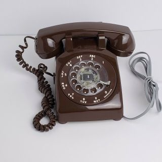 1980 ' s Vintage Brown Rotary Desk Phone 2