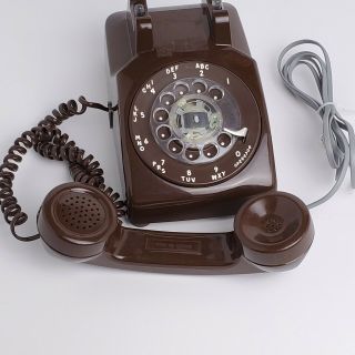 1980 ' s Vintage Brown Rotary Desk Phone 3