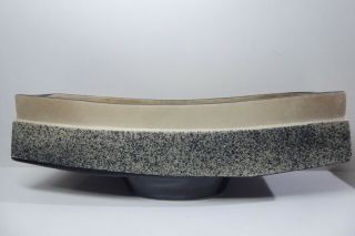 Vintage Matt Black & White Ceramic Vase Mid Century Modern Ikebana Urn Bowl