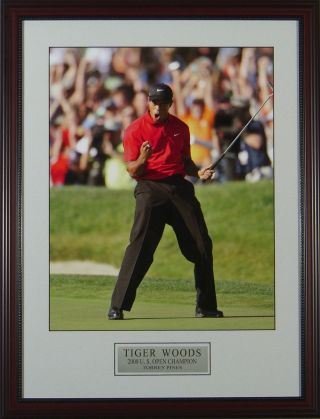 Tiger Woods Fist Pump 2008 Us Open Framed Photo 11x14 Or 16x20