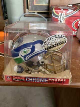Rare Seattle Seahawks Limited Edition Riddell 2000 Chrome Mini Helmet 24k