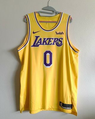 Kyle Kuzma Lakers Jersey Authentic Nike Size 52 Xl Gold Wish Patch