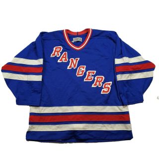 Vintage York Rangers Center Ice Sewn Hockey Jersey Ccm Blank Fight Strap Nhl