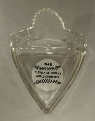 1948 Cleveland Indians World Champions Baseball Glass Ashtray 5 " X7 1/2 "