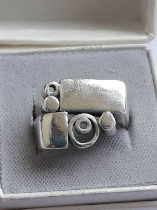 Vintage Heavy Solid Sterling Silver Artisan/modernist Ring.  Size M.  (10.  39g)